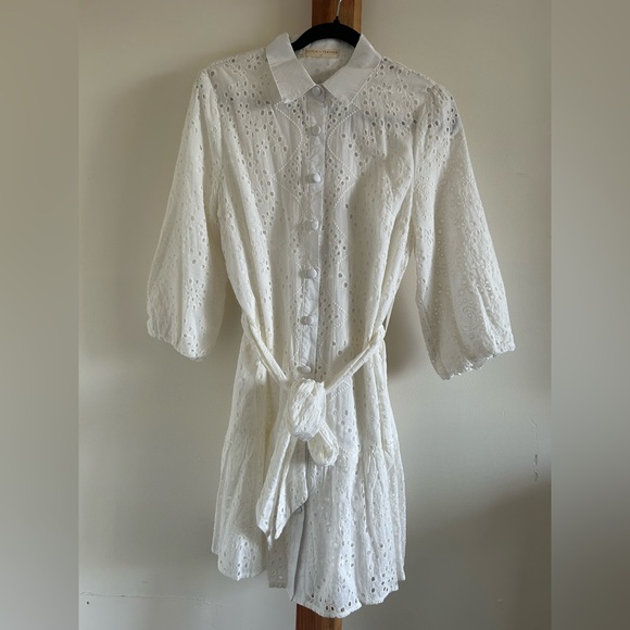 Stitch And Feather Dresses & Skirts - Elegant Women's White Eyelet Lace Dress Size L